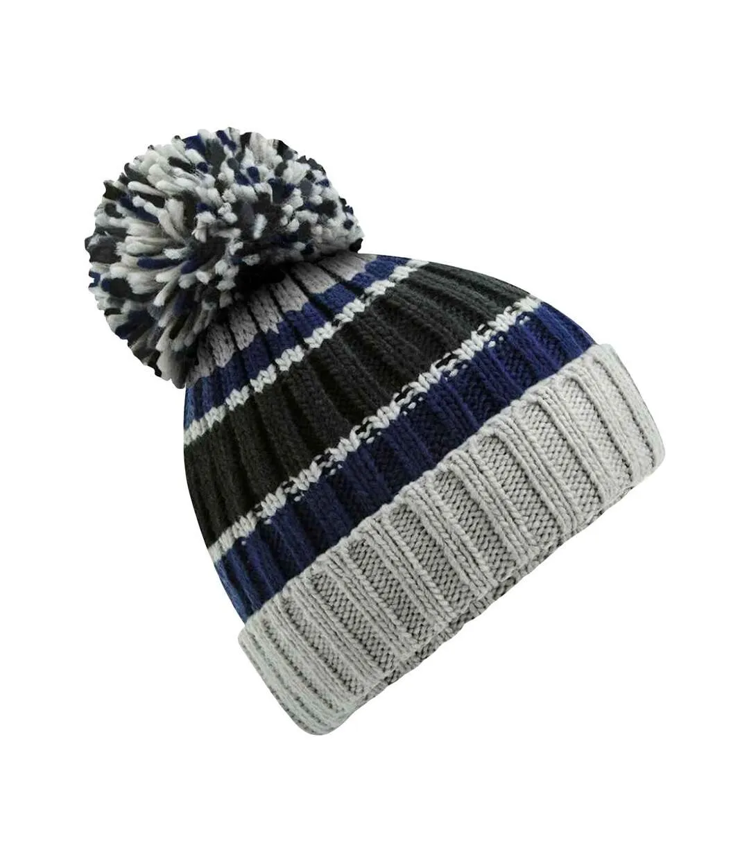 Beechfield Unisex Adult Hygge Striped Beanie (Steel Blue) - UTPC4694