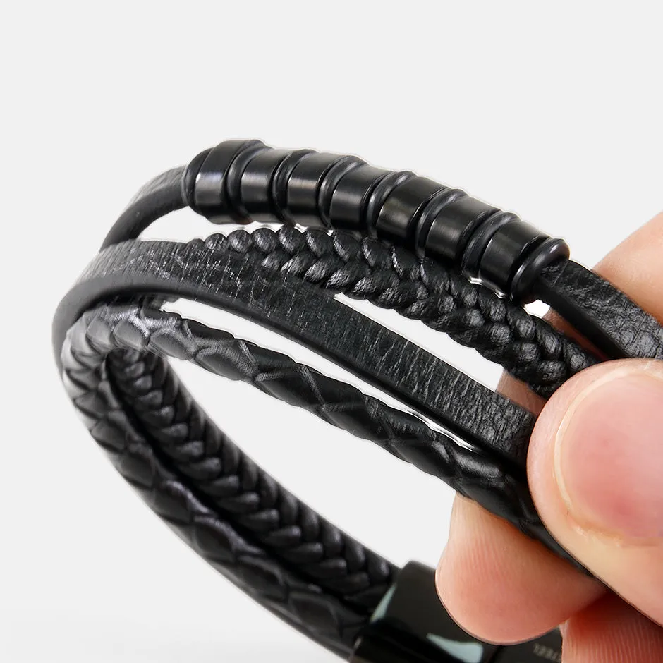 Black Leather 4 in 1 Bracelet