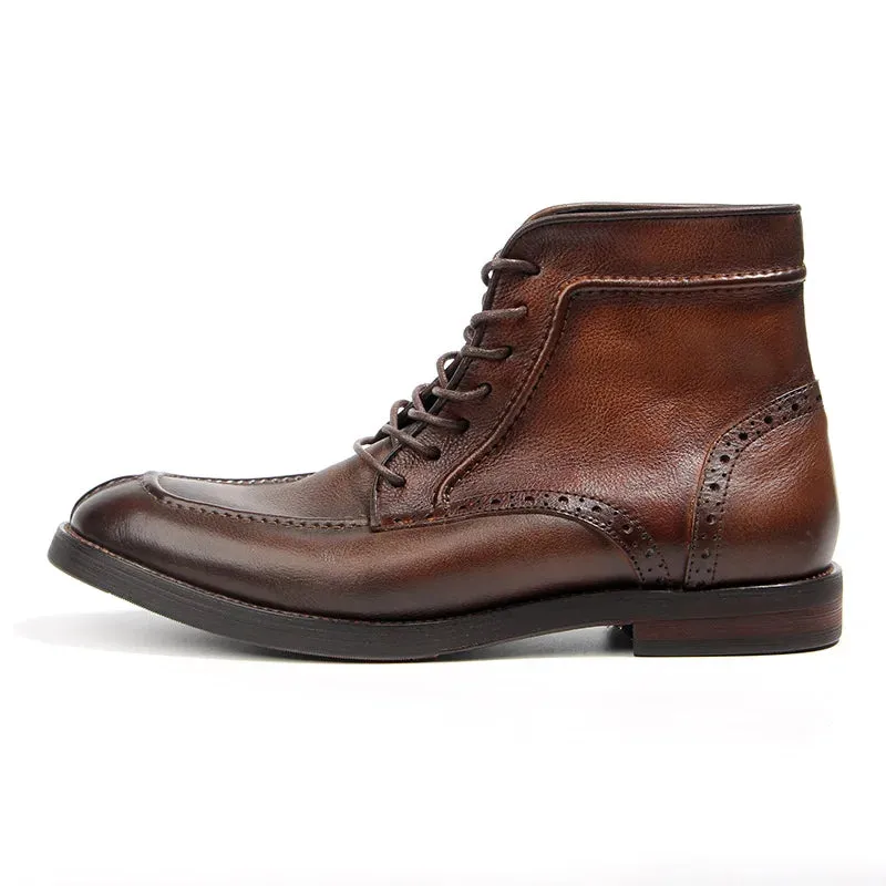 Classic Vintage Soft Genuine Cow Leather Winter Ankle Boots for Men