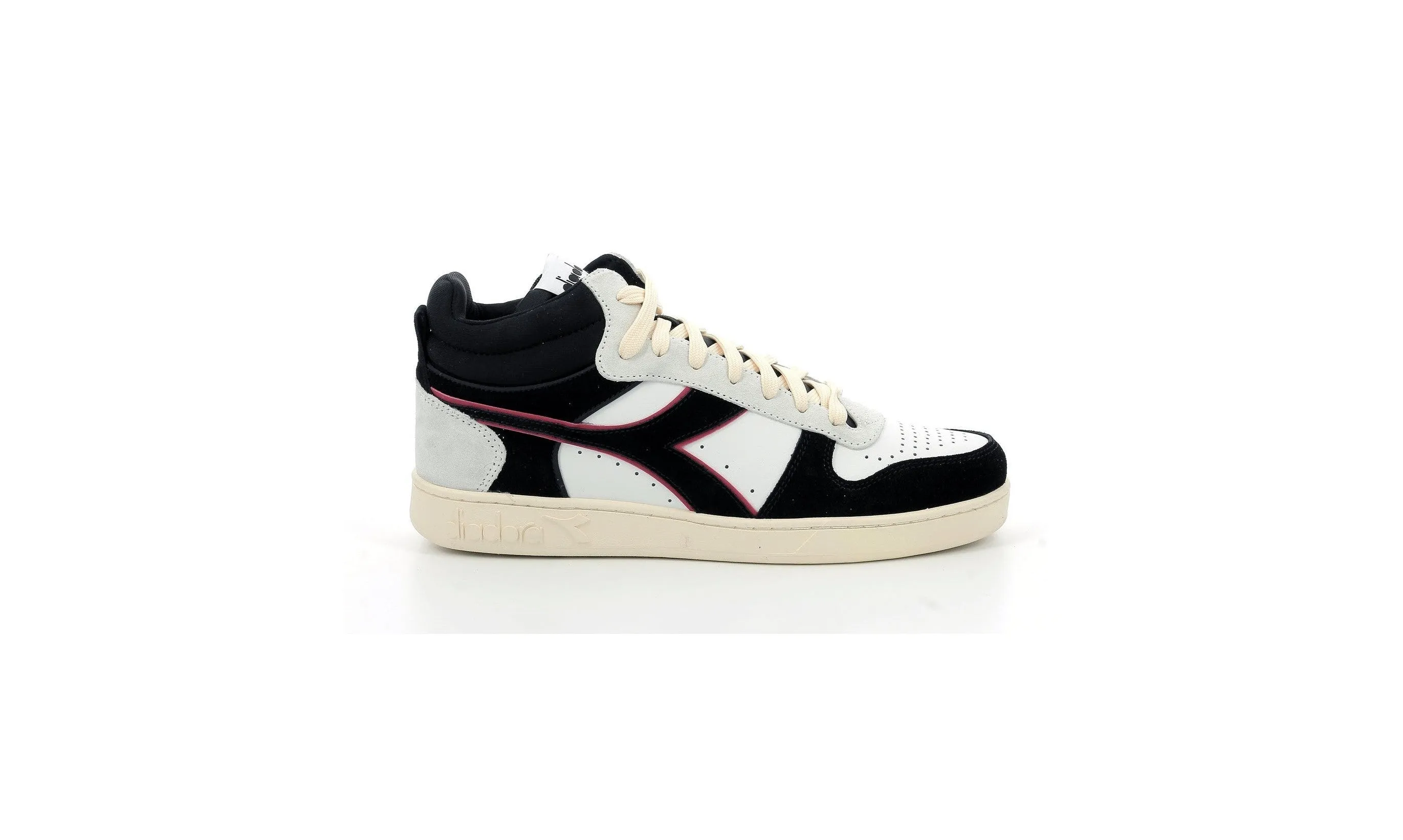 Diadora - Sneakers Haut Magic Basket - White/Black/Dark Red - Mixte