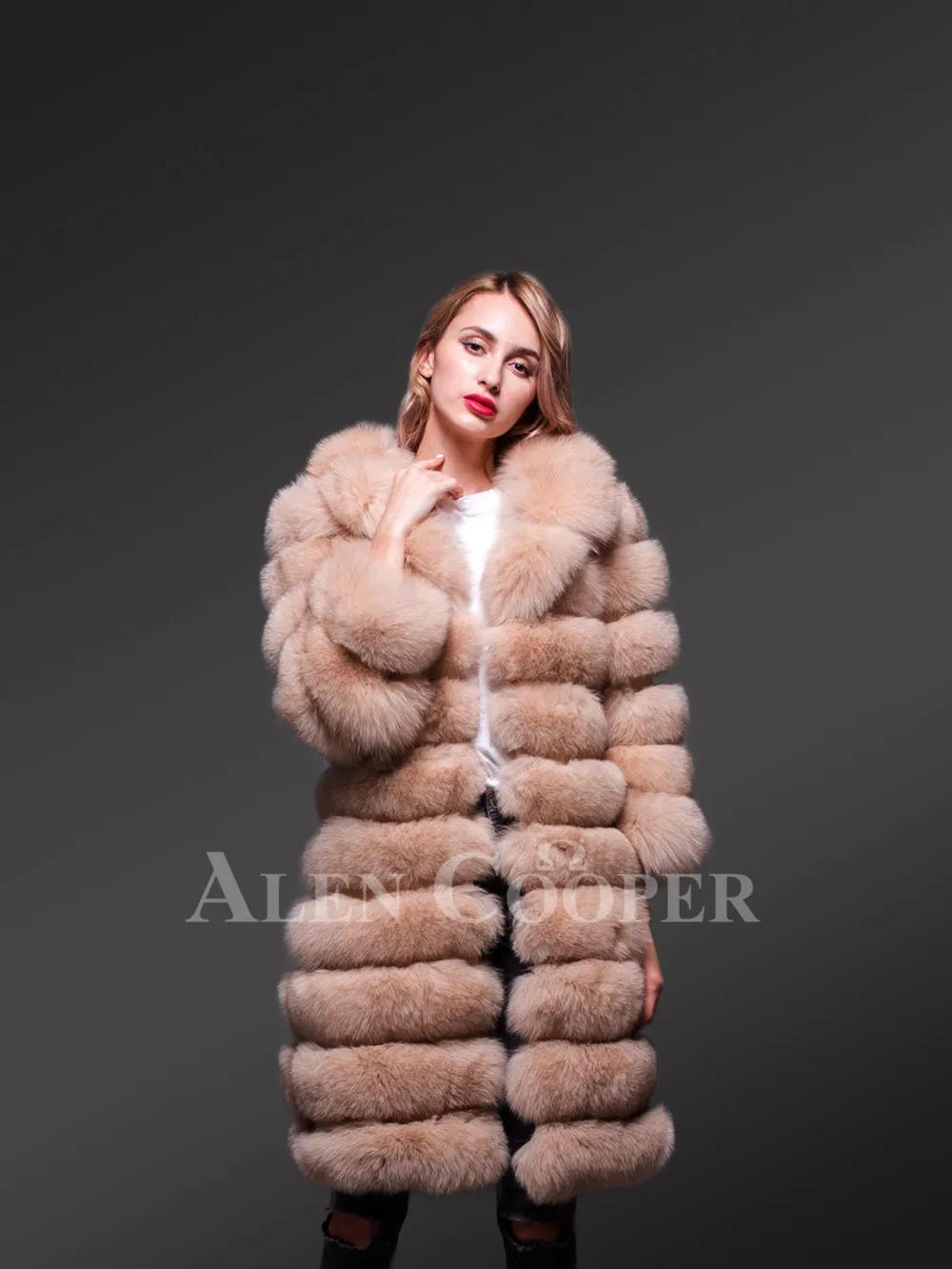 Fox Fur Womens Long Coat