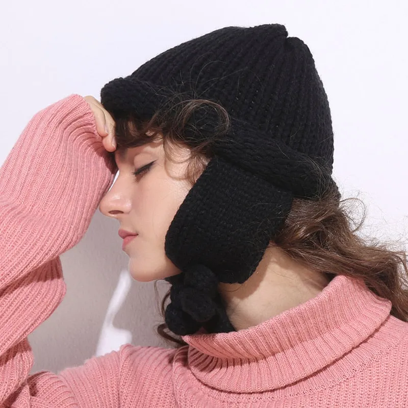 Girl's Cool Colorful Ears Casual Style Knitted Warm Wool Beanie Cap