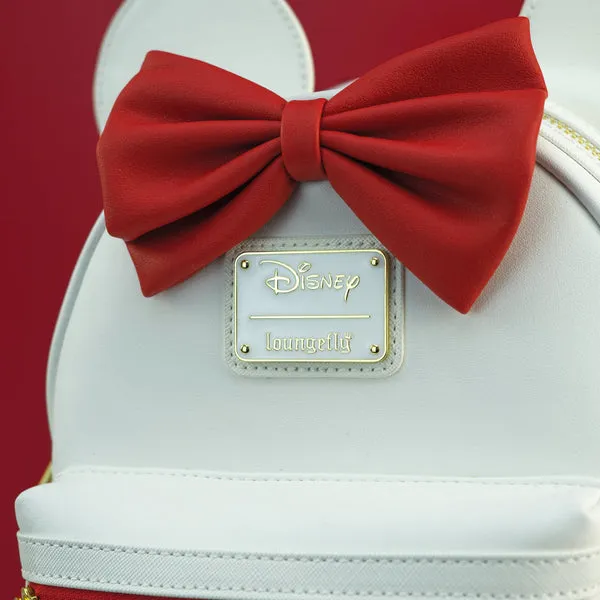 Loungefly x Disney Minnie Mouse White Quilted Mini Backpack