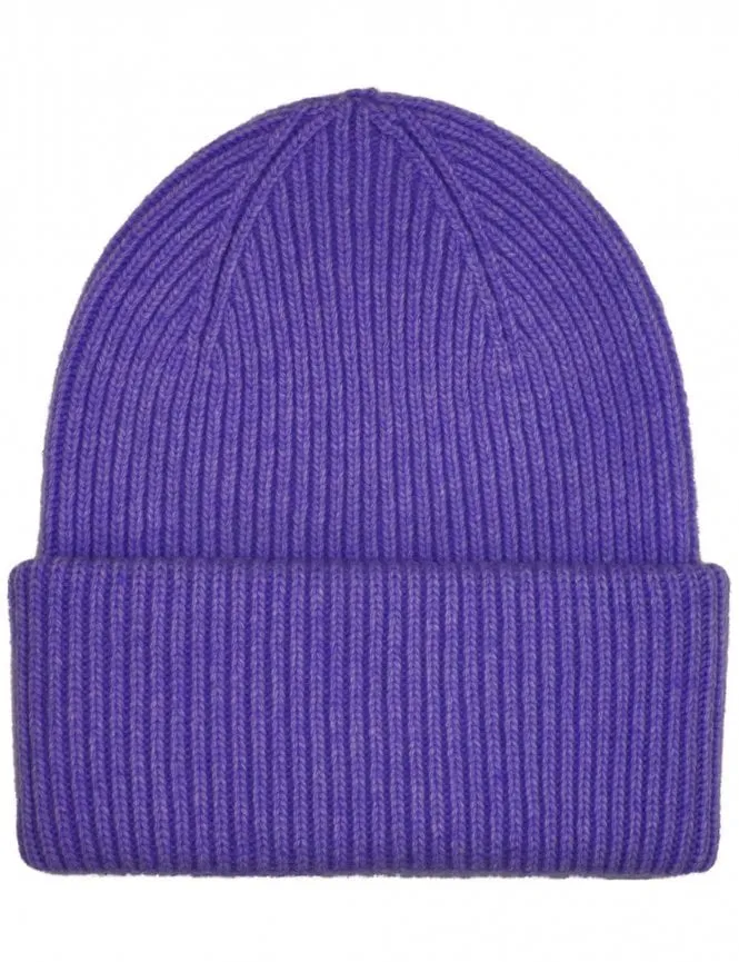Merino Wool Chunky Beanie Hat - Ultra Violet