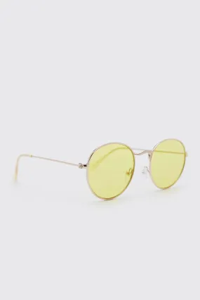 Metal Round Sunglasses | boohooMAN UK