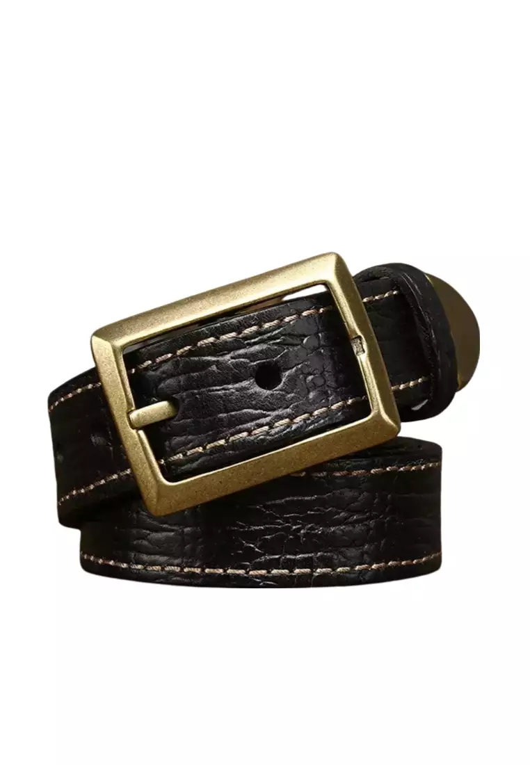 Mooclife Thickened Double-Sided Shrinkable Vintage Coarse Leather Belt