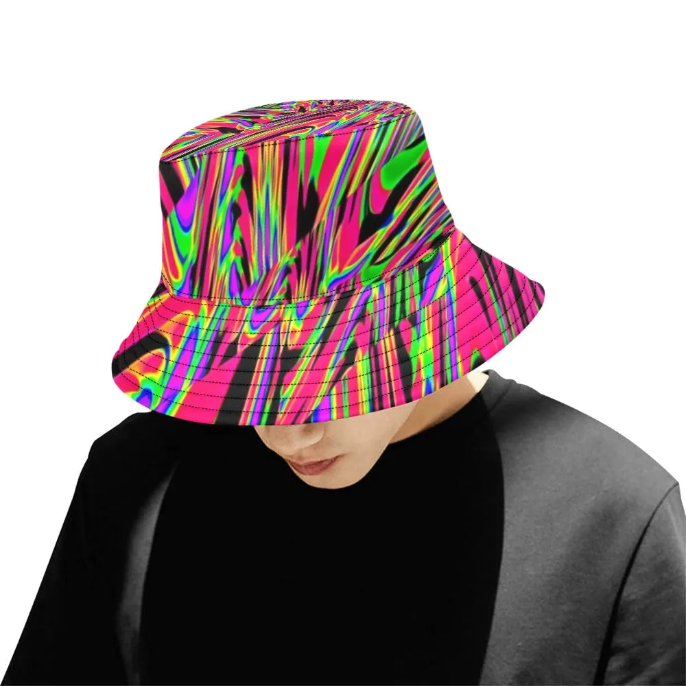 Neon Acid Waves Bucket Hat
