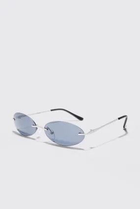 Oval Rimless Sunglasses | boohooMAN UK