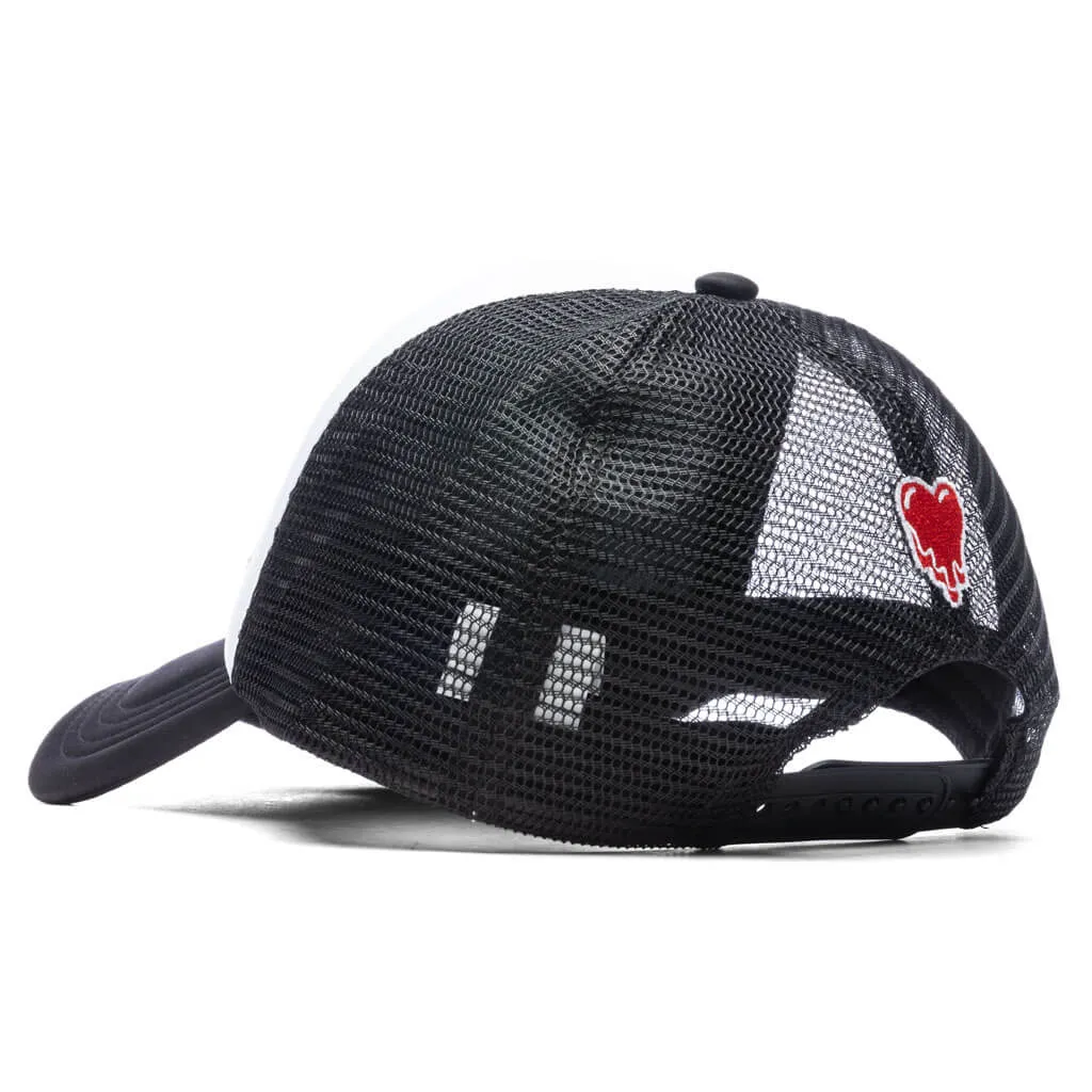 Rhinestone Trucker Hat - Black/White