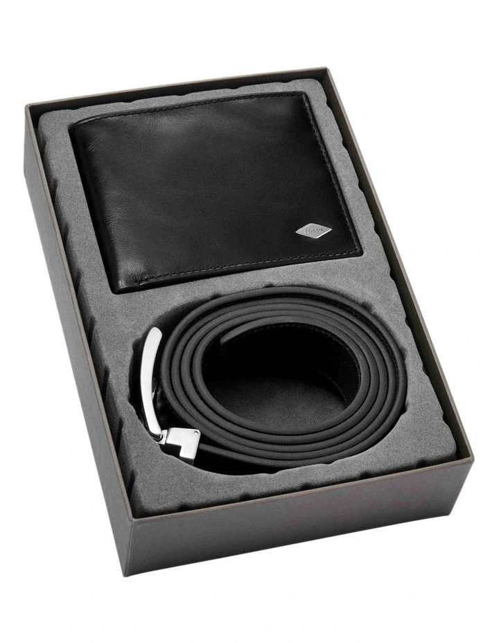 Ryan Large Black Coin Pocket Bifold & Belt Gift Pack