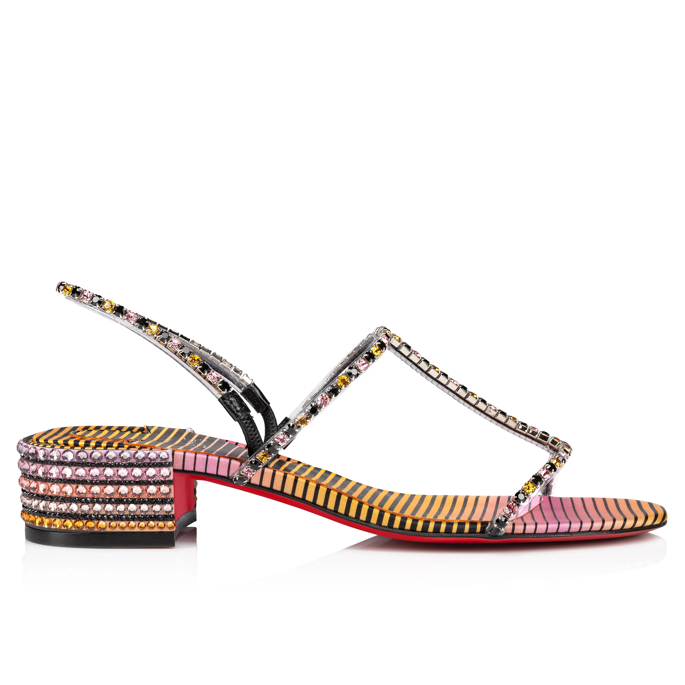 Simple Queenie Sandal Strass Aftersun 25 mm Sandals - Aftersun printed crepe satin and strass - Multicolor - Women