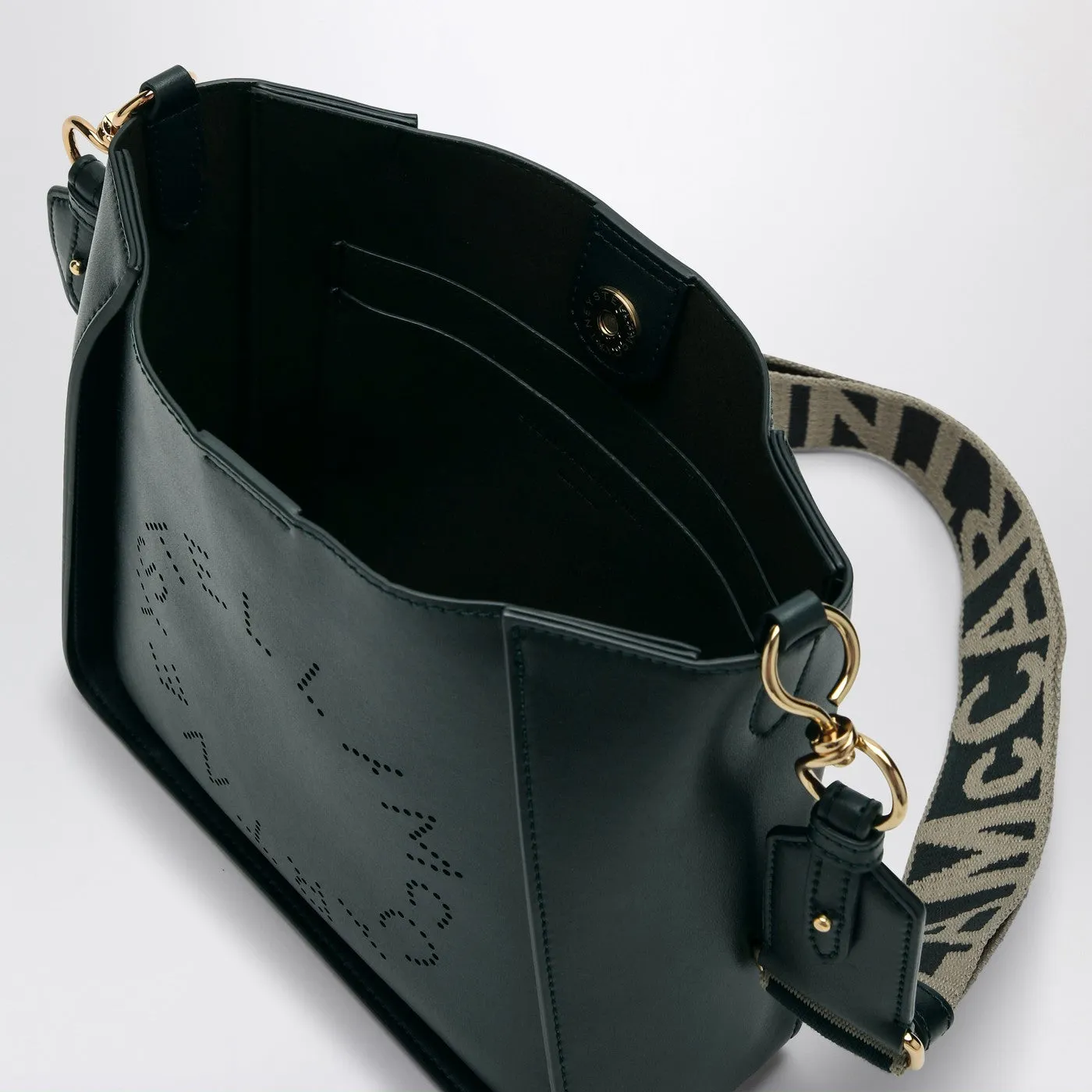 Stella McCartney    Stella Mc Cartney Logo Dark Green Shoulder Bag