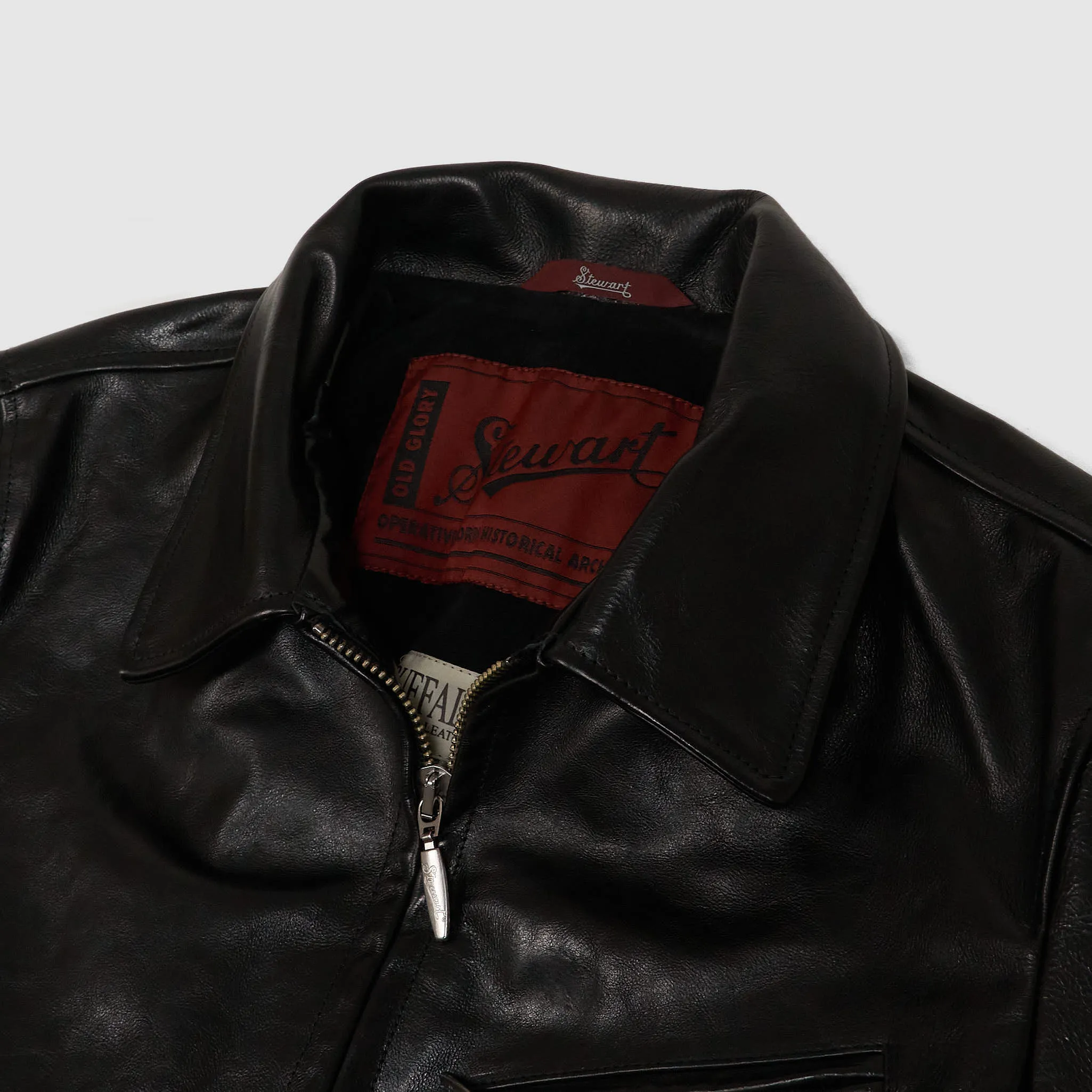Stewart  Buffalo Skipper Half Belt Leather Jacket