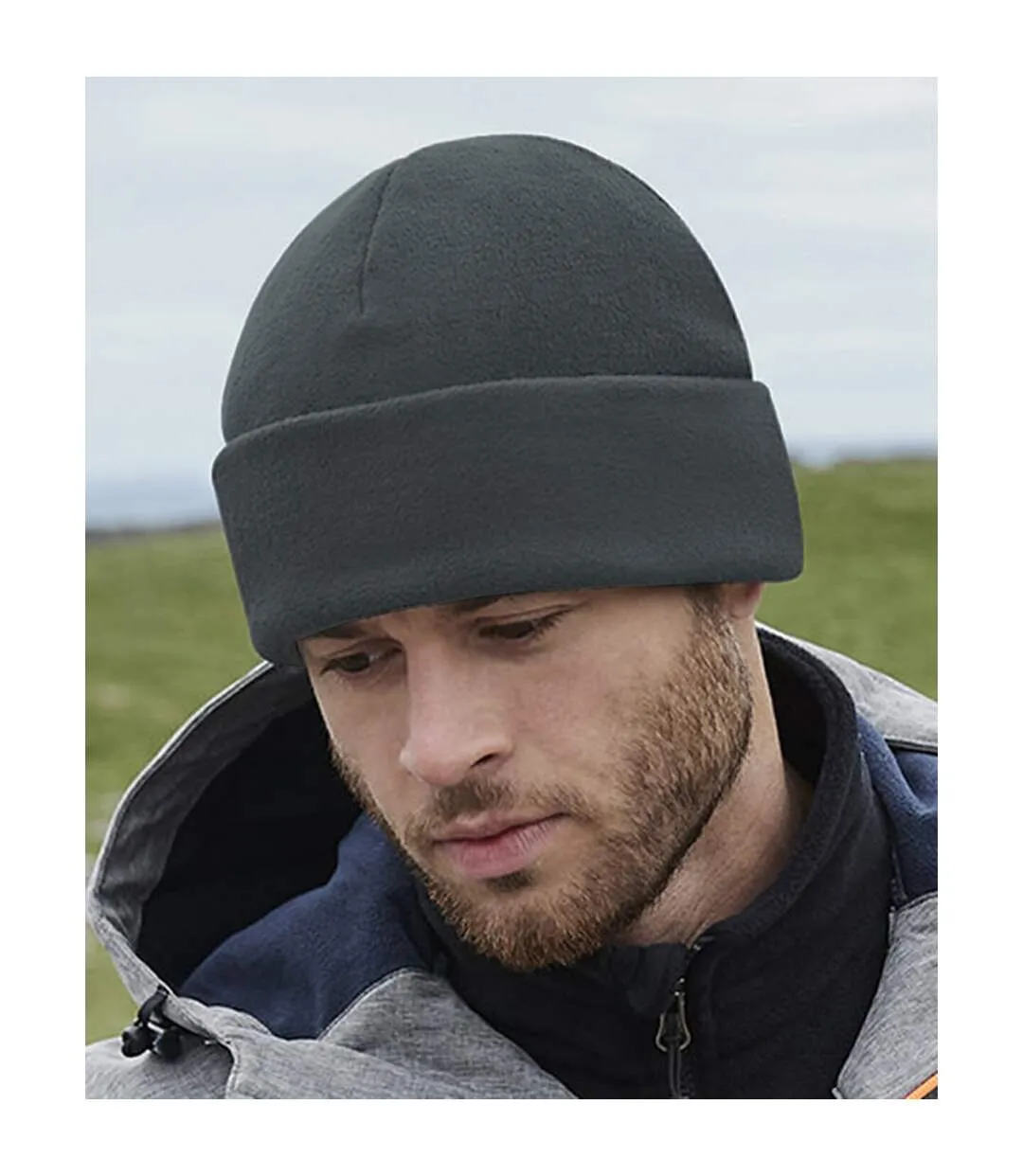 Unisex adult cuffed fleece beanie steel grey Beechfield