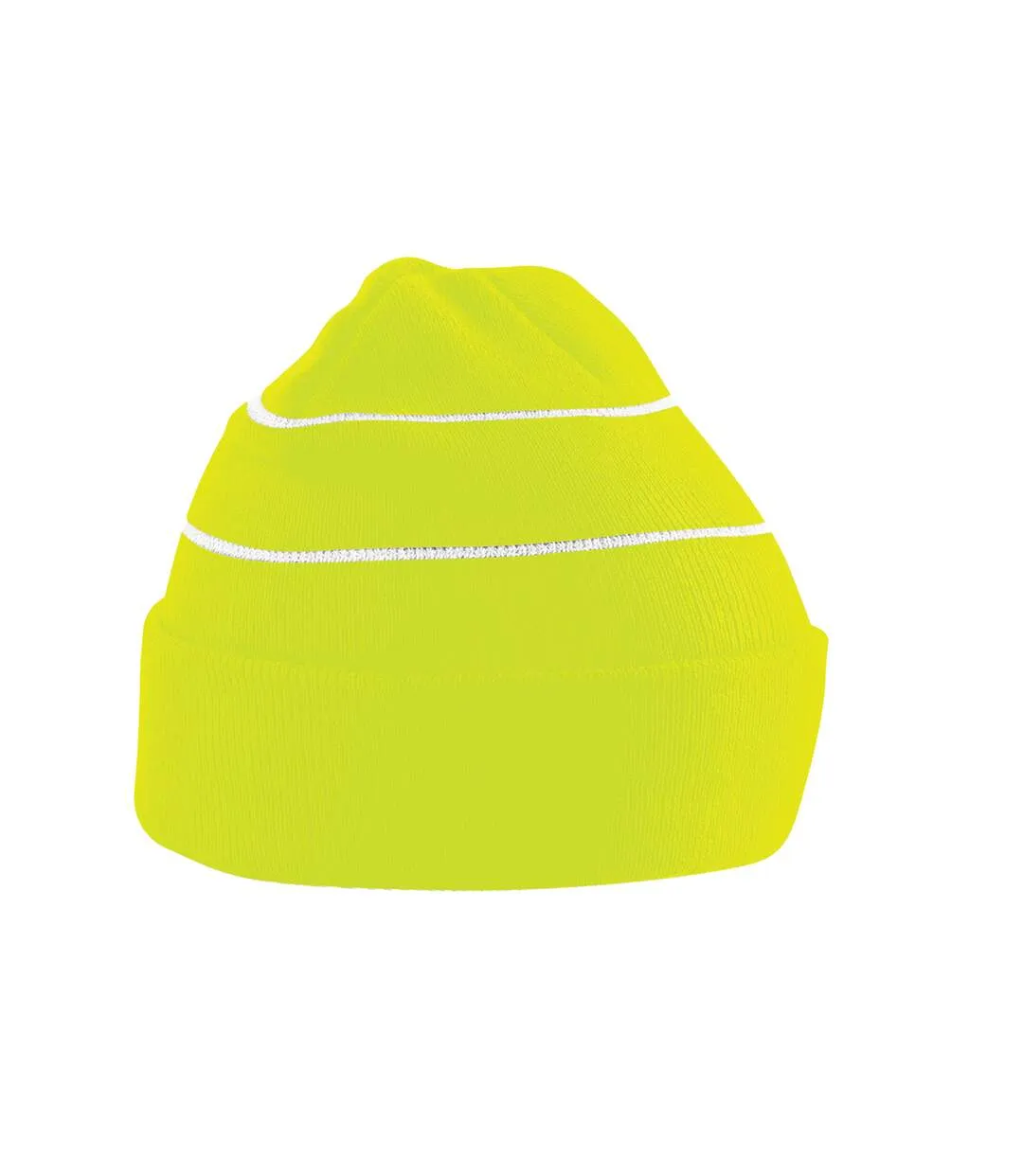 Unisex adult knitted high-vis beanie fluorescent yellow Beechfield