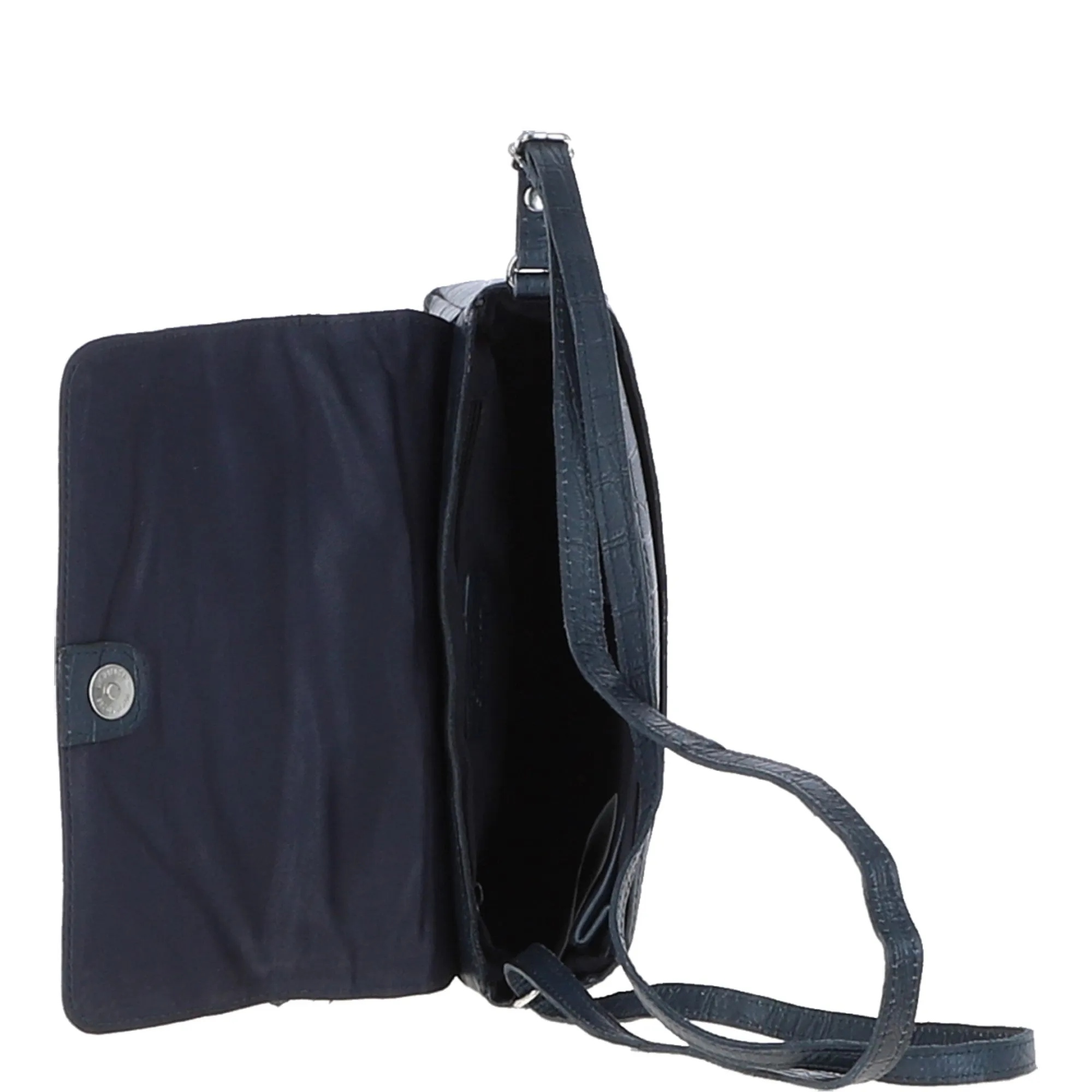 Valentina Flap Over Croc Print Real Leather Shoulder Bag Navy/croc: MC5
