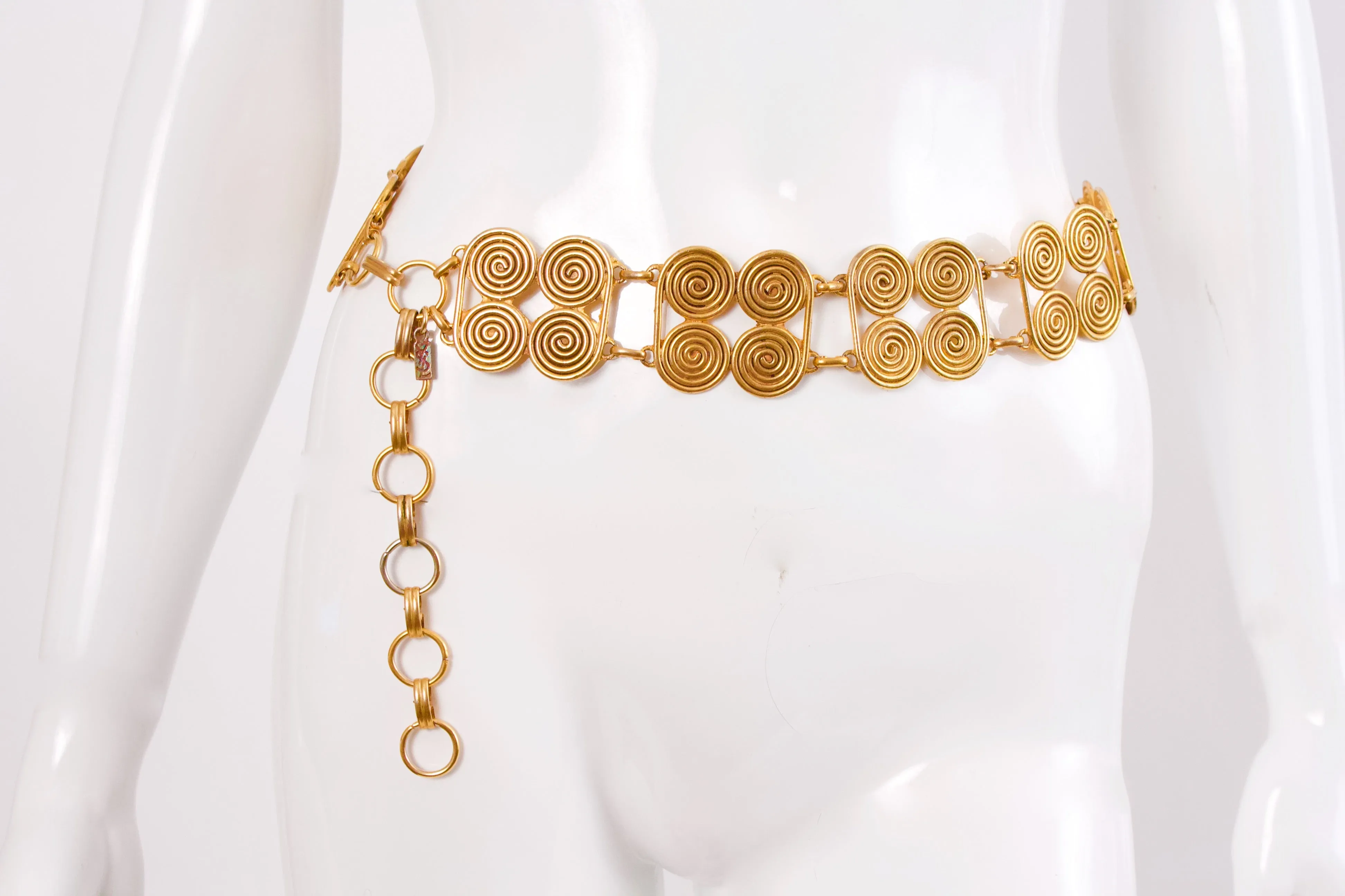 Vintage 70's YVES SAINT LAURENT Gold Spiral Belt