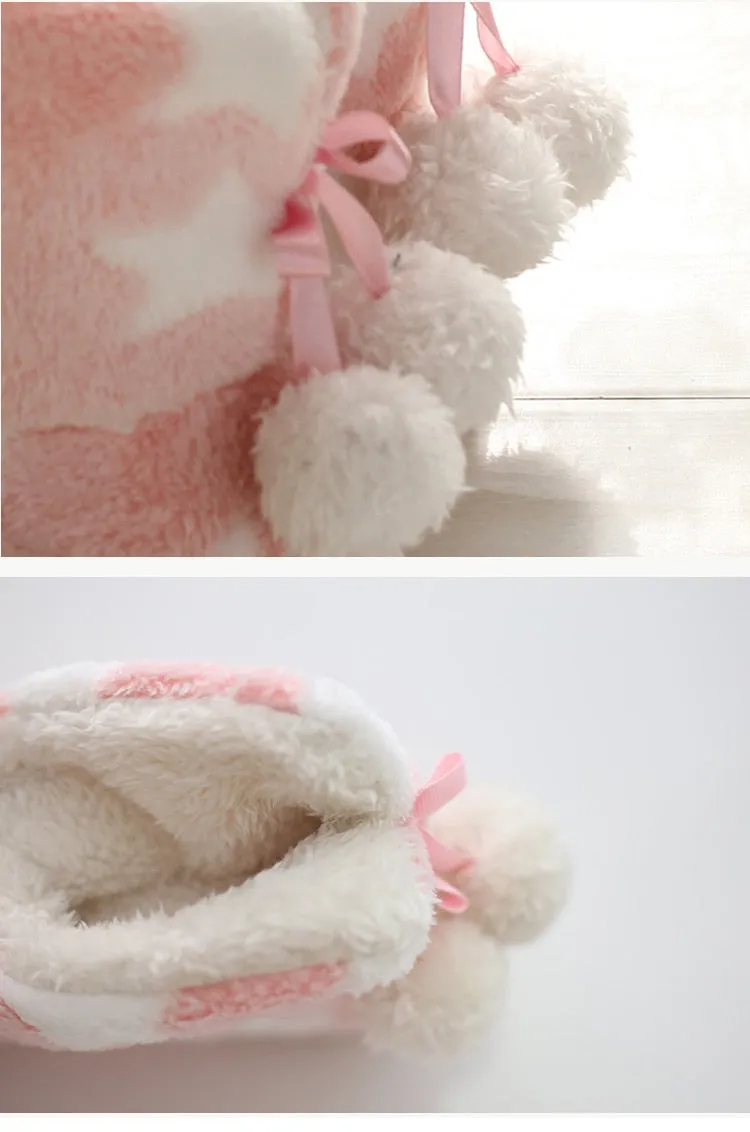 Winter Star Pattern Non-Slip Low-Heel Indoor House Slippers for Women