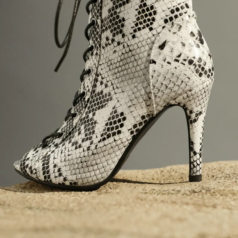 Women's Sexy Indoor Dancing High Heel Peep Toe Zipper Ankle Boots