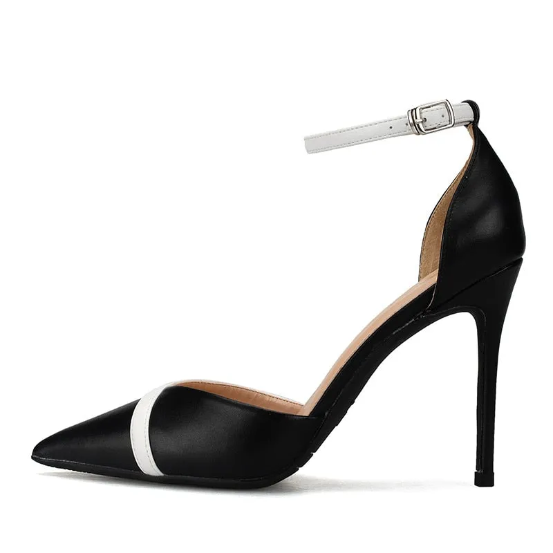 Women's Synthetic Leather Pointed Toe Ankle Straps High Heel Pumps
