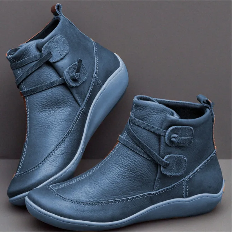 Women's Winter Teal Blue Genuine Leather Lace Up Ankle Snow Boots