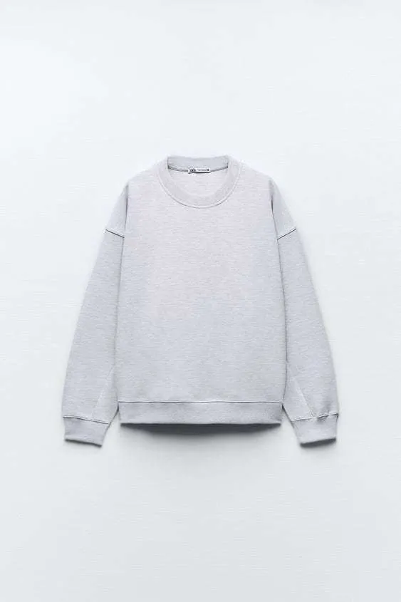 ZARA  |CLEAN INTERLOCK PLUSH SWEATSHIRT