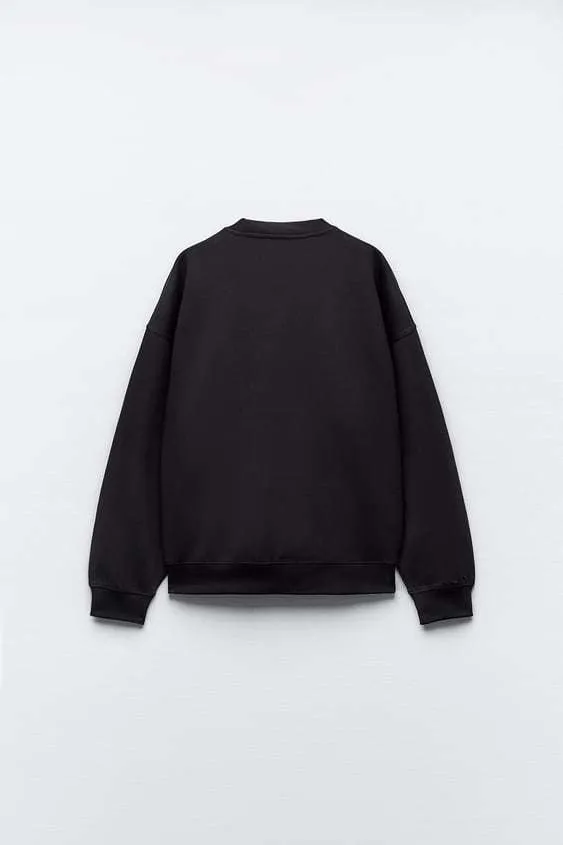 ZARA  |CLEAN INTERLOCK PLUSH SWEATSHIRT